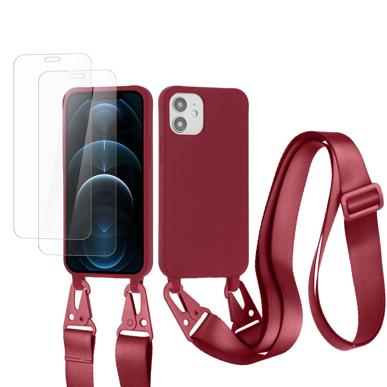 vrupin Funda Compatible con iPhone 13.con (2 x Protector Pantalla)con Cuerda Case con Ajustable Cordón.Silicona Líquida Funda-Loto Color — view 32