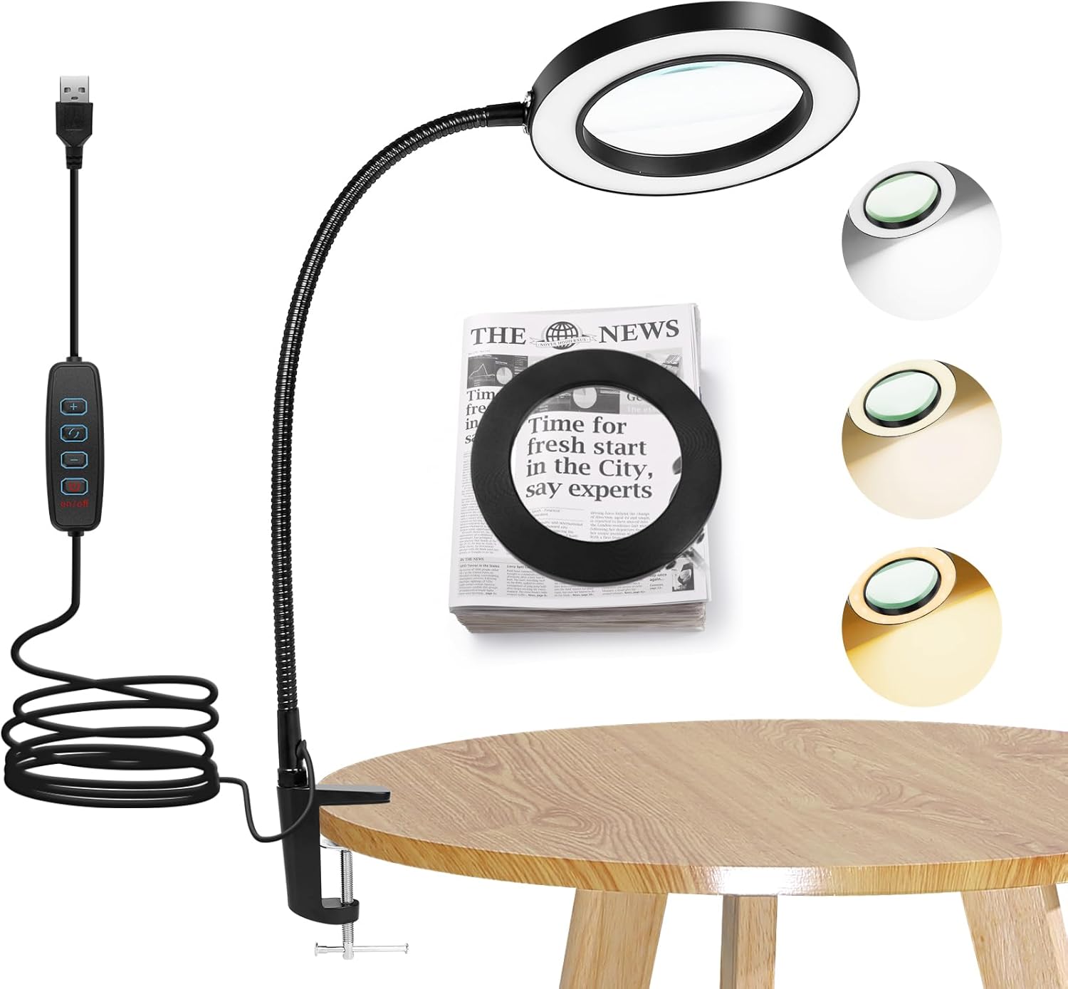 Yummy Sam 72 LED USB 5X Magnifying Desk Lamp with Clamp