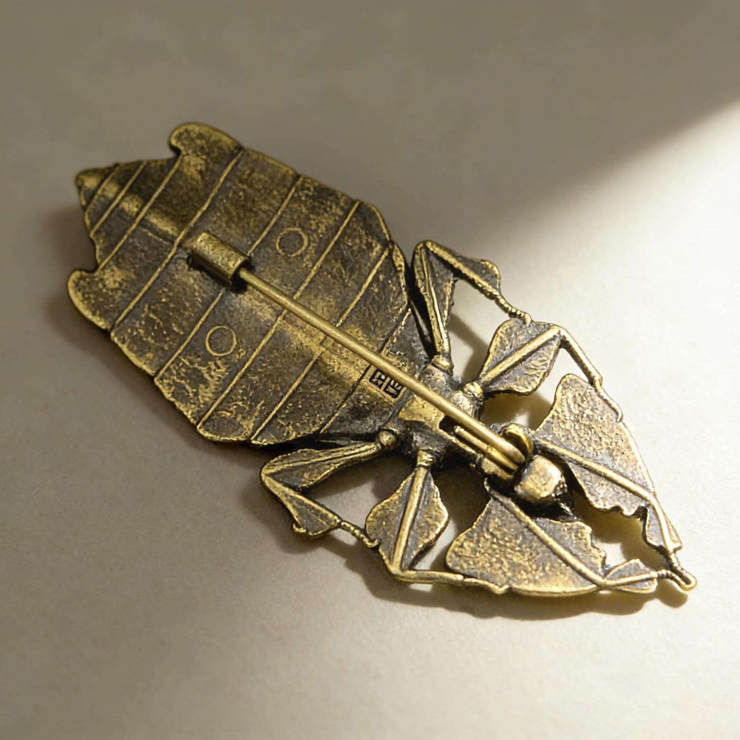 Vintage Brass Leaf Insect Lady Brooch Pin, Nature Themed Handcrafted Unisex Antique Lapel Pin for Men Women Jacket Coats Dresses Bag Accessory - Image 4