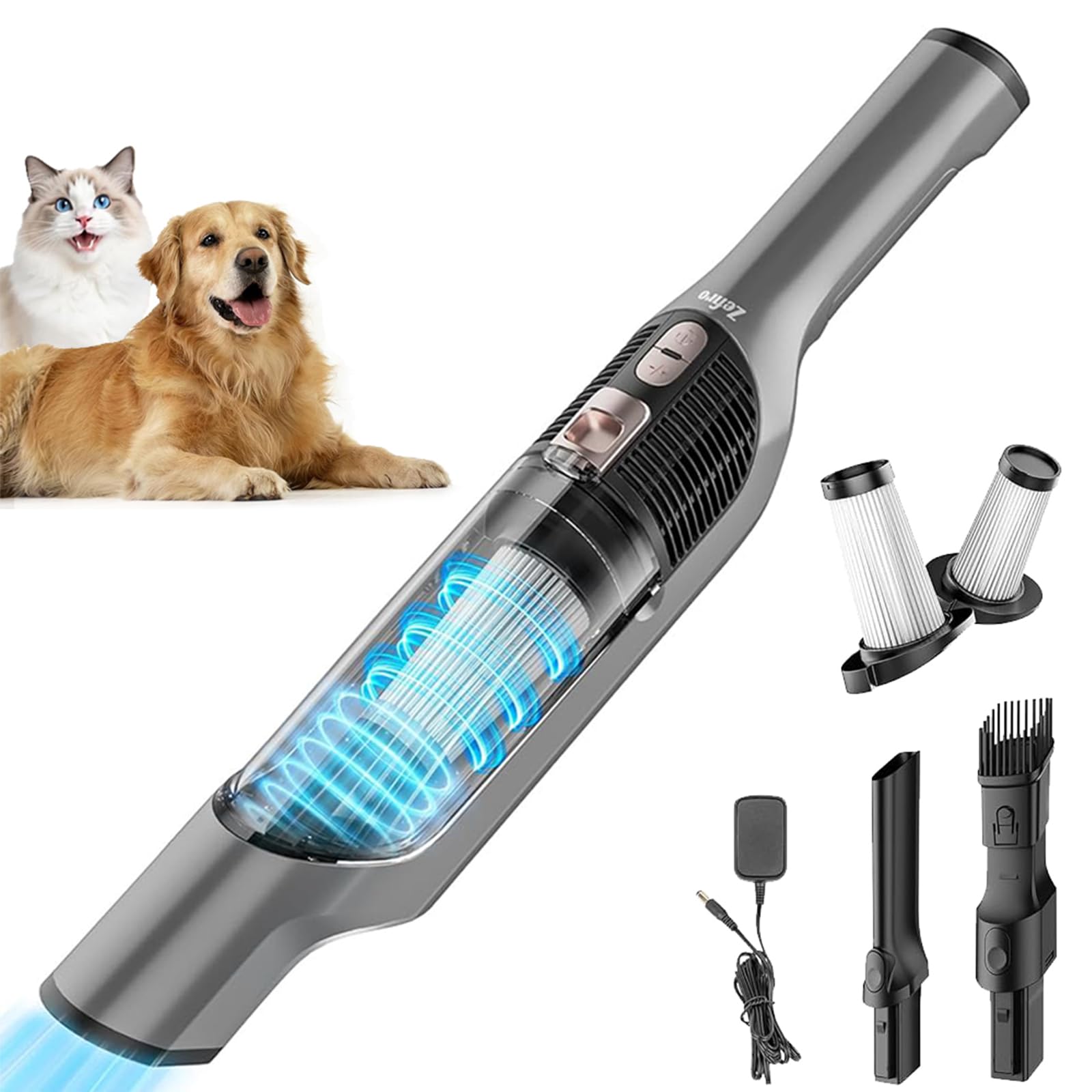 Photo 1 of Zefiro Compact Powerful Cordless Handheld Vacuum, Rechargeable Portable Car Vacuum for Car & Pet Hair, Brushless Motor 25000PA High Suction, XL Dust Cup, 2 Brushes & Filters, Long Runtime with Charger