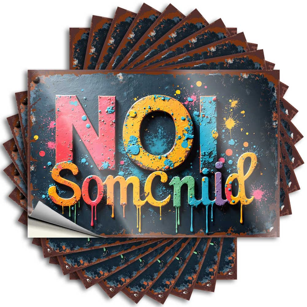 Tall, Funny Sticker Hat Colorful Graffiti Art: No Somnuid | Checkered Plain(6X9CM)
