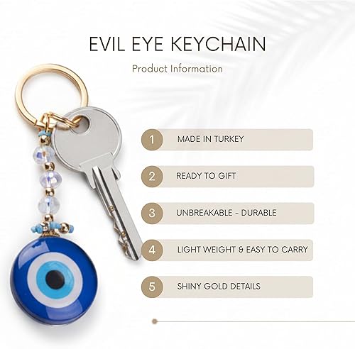 Miniatura 2 de BCS Llavero contra el mal de ojo para llave de coche y hogar, bolso de mal de ojo, amuleto de metal Nazar, accesorios para mujer, dije de buena