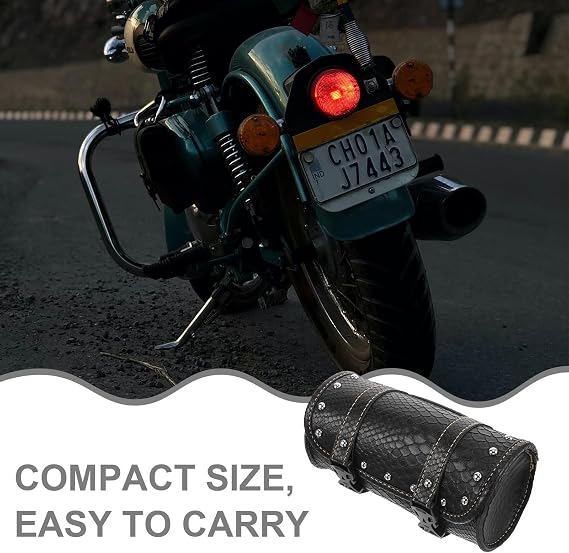 NUOBESTY Waterproof Pattern Motorcycle Tail Bag Mini Tool Saddlebag Small Panniers for Motorbike Rear Carrier Storage