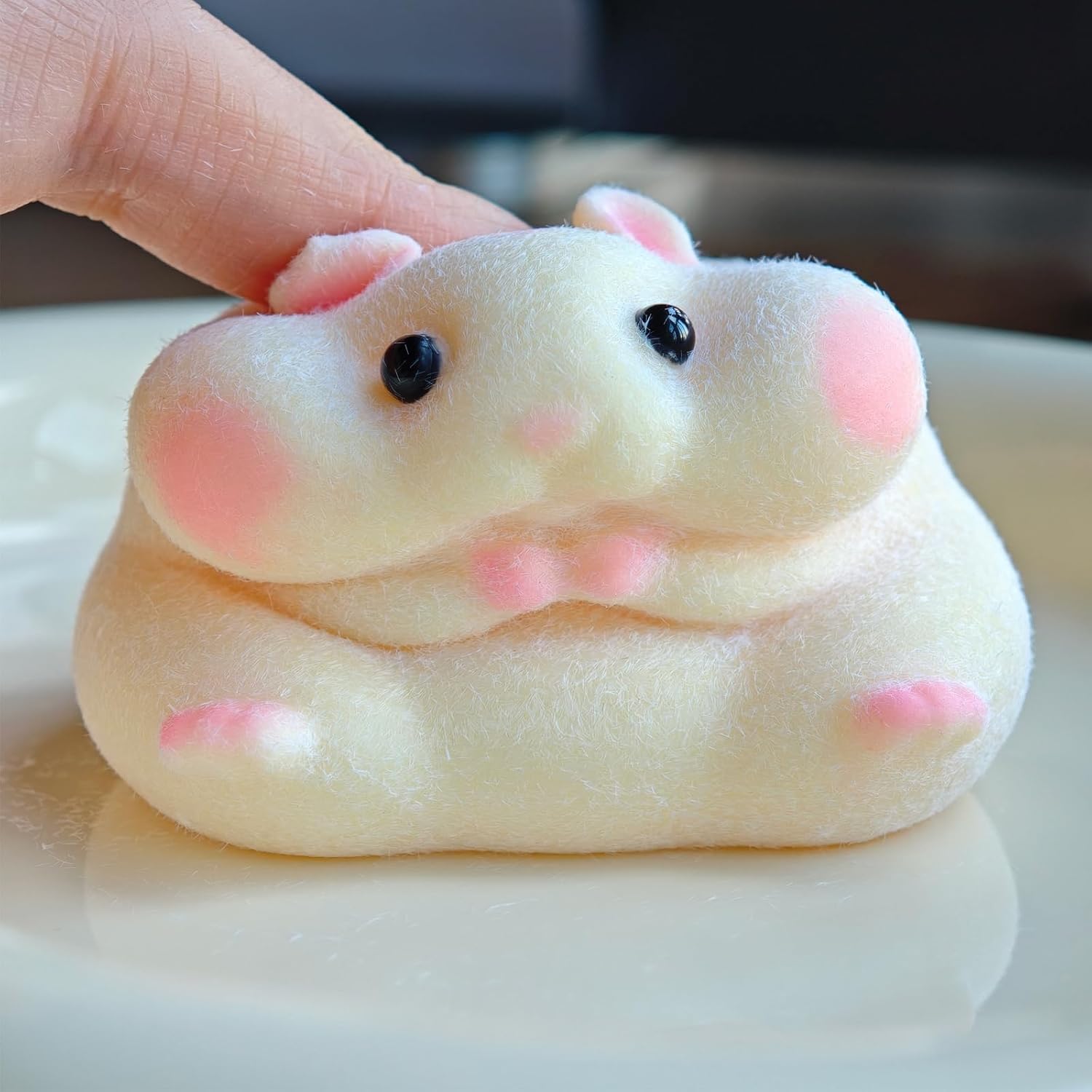 Handmade Flocked Hamster Taba Squishy Toy - Cute Realistic Silicone Animal Fidget Sensory Toy, Ultra-Soft Stress Relief Squeeze Toy for Relaxation Gift (Family (5 Colors))