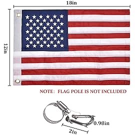 2 Pcs Universal Boat Flag Marine 12x18 with 4 Boat Flag Pole Kits USA Flag with 50 Embroidered Stars American