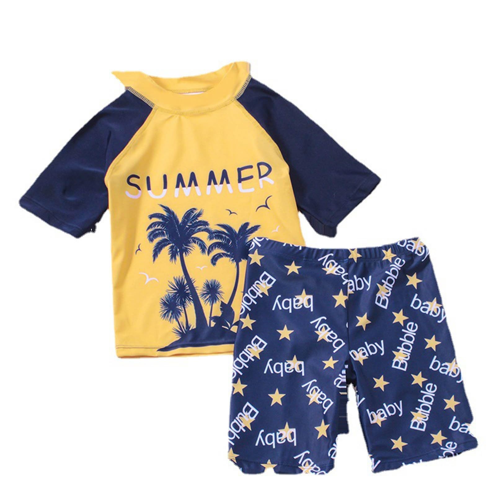 Maillot de bain garçon élastique et short de bain anti-UV blanc
