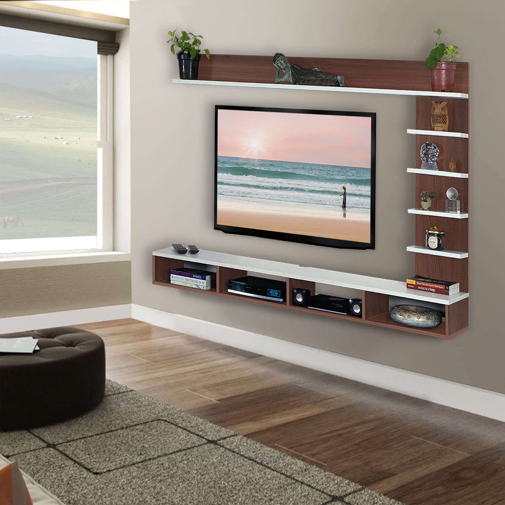 DELITE KOM Anna Engineered Wood TV Entertainment Unit (Finish Color - Acacia Dark_White, DIY(Do-It-Yourself)-picture-11