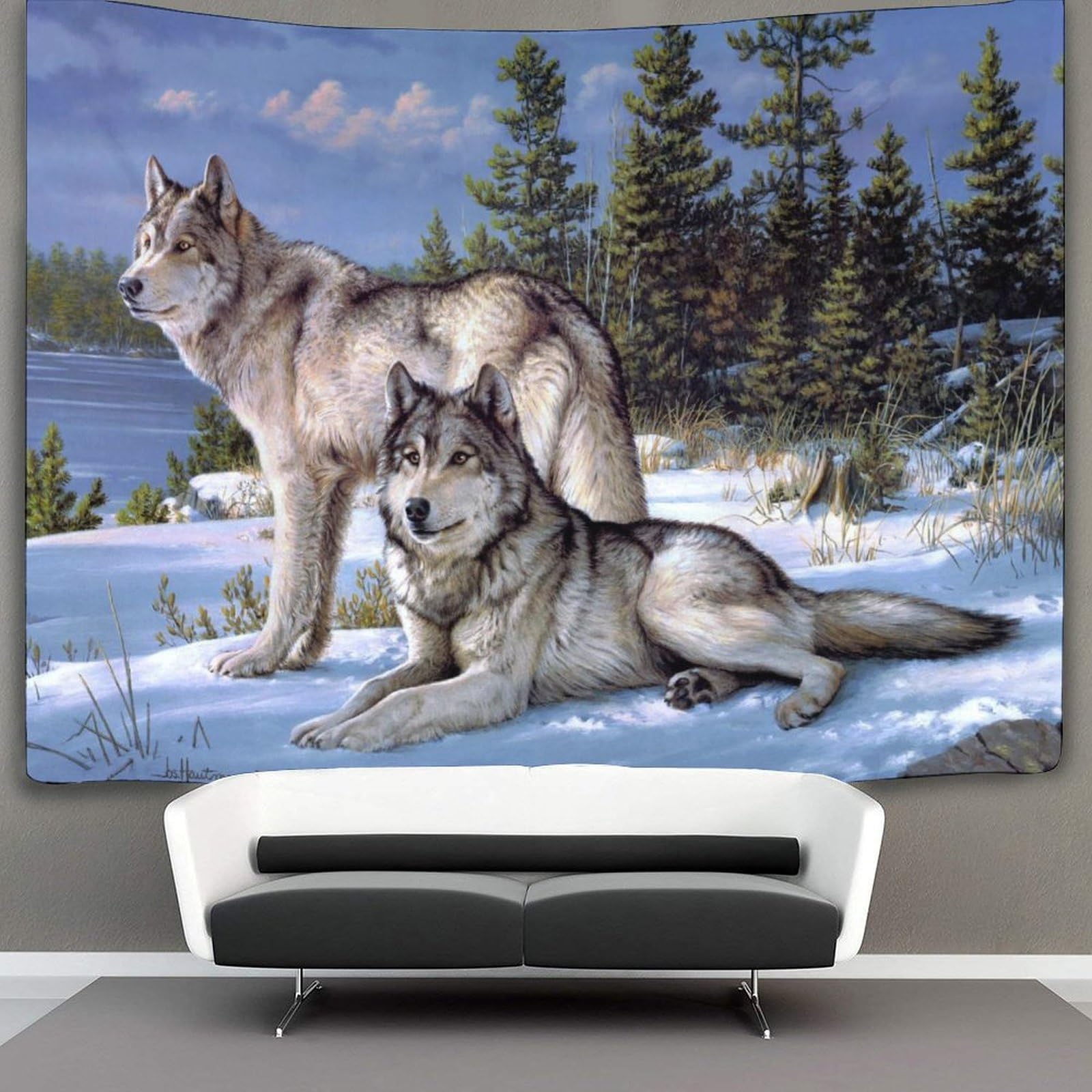 kaiyun Wolf Tapestry Animal Wall Hanging Bedroom Home Decor 130cmx150cm