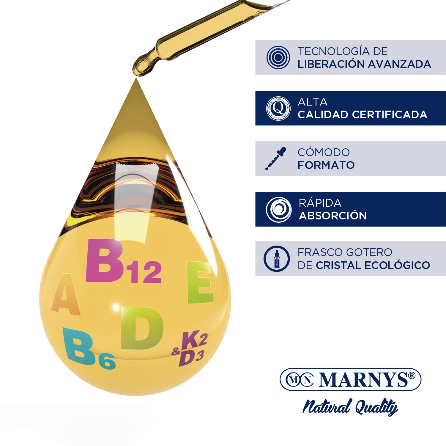 MARNYS Cebida Multivitamin Drops 30ml for Children 4+, Liquid Food Supplement with 6 Vitamins (A, C, D, B1, B3, B6) to Support Kids' Growth, Immunity & Energy, Easy Dropper