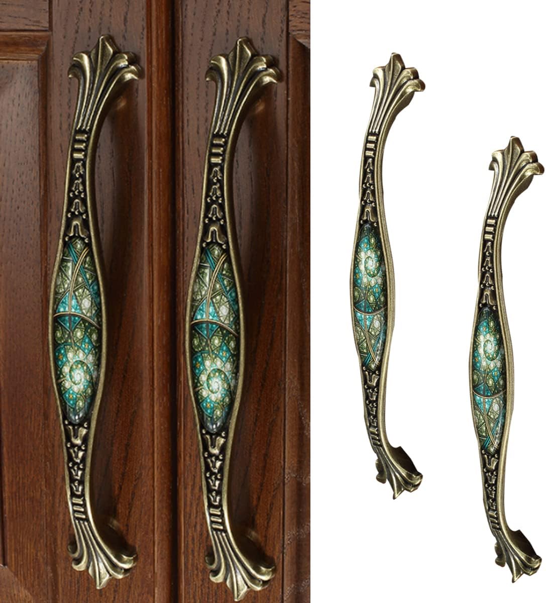 5" Zinc Alloy Cabinet Pulls Furniture Knobs Starry Pattern Cupboard Handle Drawer Pulls Solid Metal Kitchen Hardware Handles for Cabinet Drawer Wardrobe (2pcs/Set)