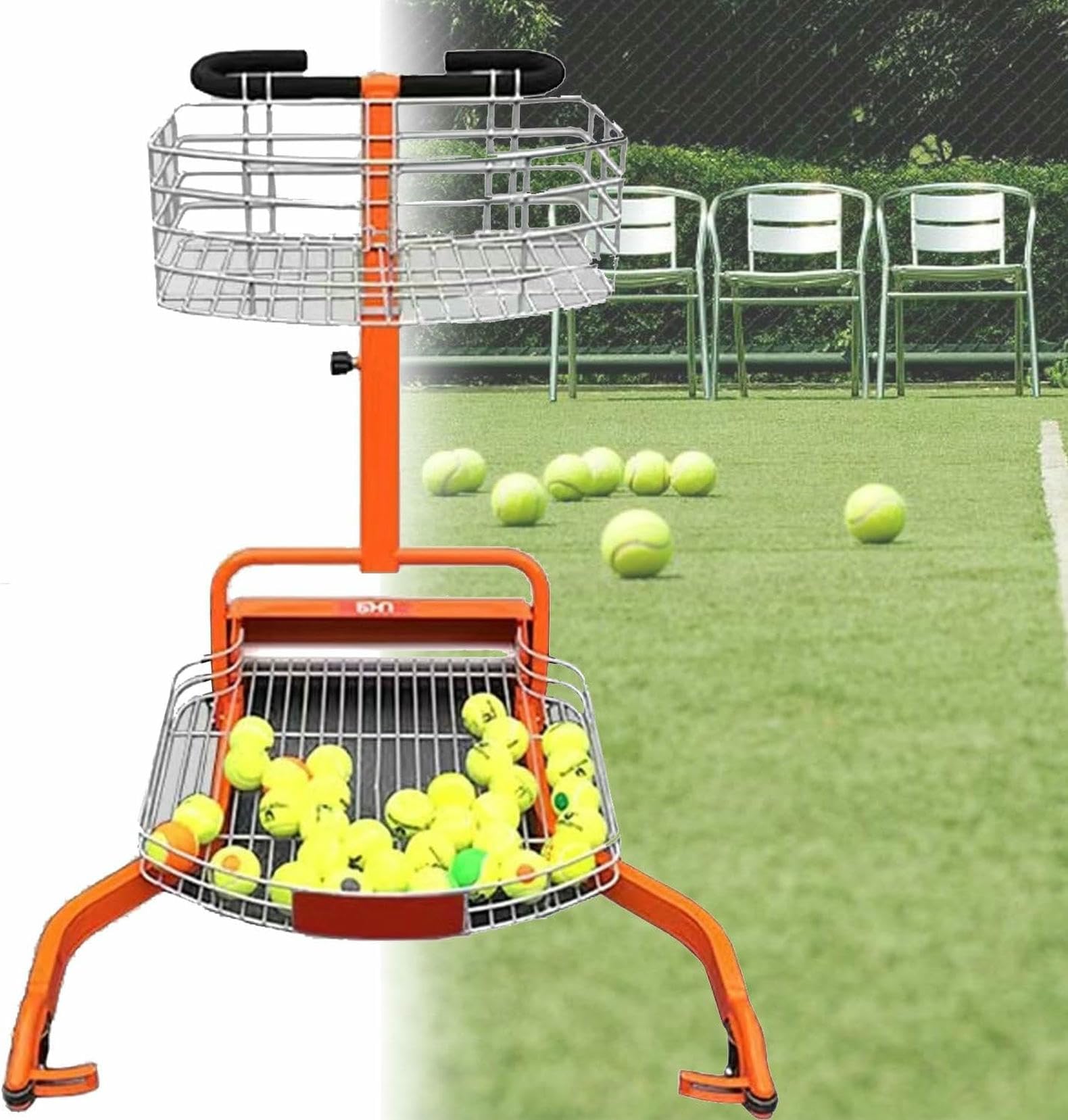 Raccoglitore automatico di palline da tennis, carrello a spinta manuale per raccogliere senza sforzo, elimina la piegatura sui campi da tennis