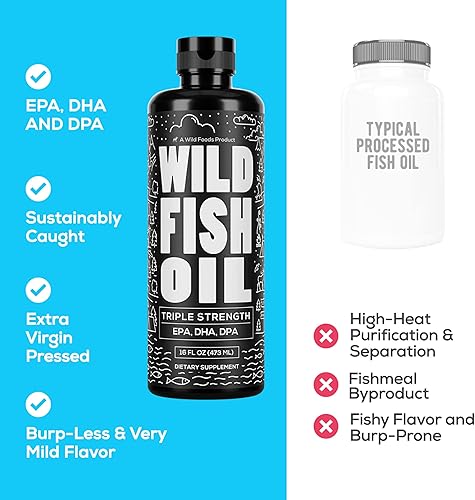 Miniatura 4 de Aceite de pescado salvaje, delicioso Limón Omega-3, aceite DPAEPADHA, botella de 16 onzas, sin BPA, certificado de amigos de el mar, aceite