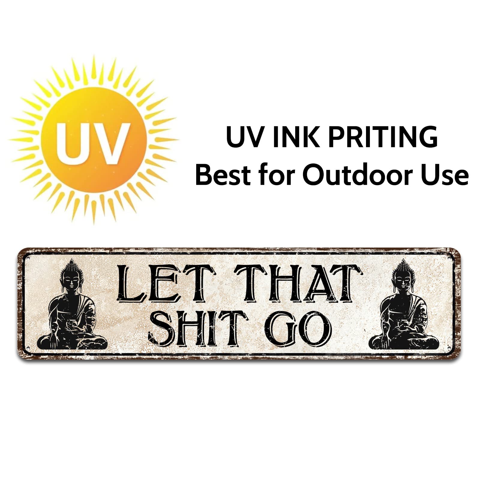 SOYAVE Nostalgic Vintage Metal Wall Décor, Let That Shit Go, Inappropriate Funny, 4 Inches by 16 Inches Wall Art, Decorative Tin Sign Home Decor, Funny Decor, Bathroom Decor, Bathroom Signs
