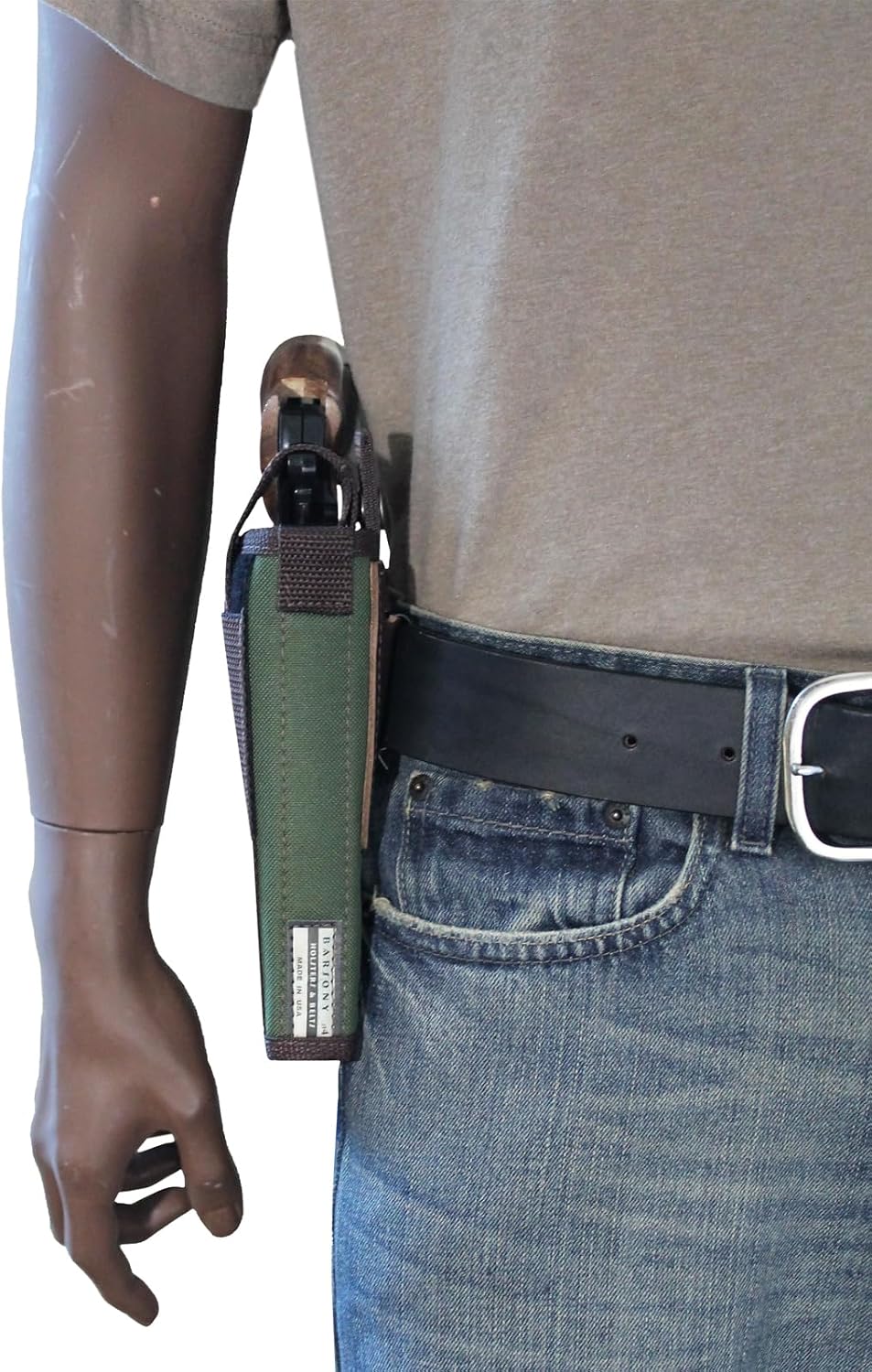 Barsony New Woodland Green OWB Belt Holster for 4" Revolvers