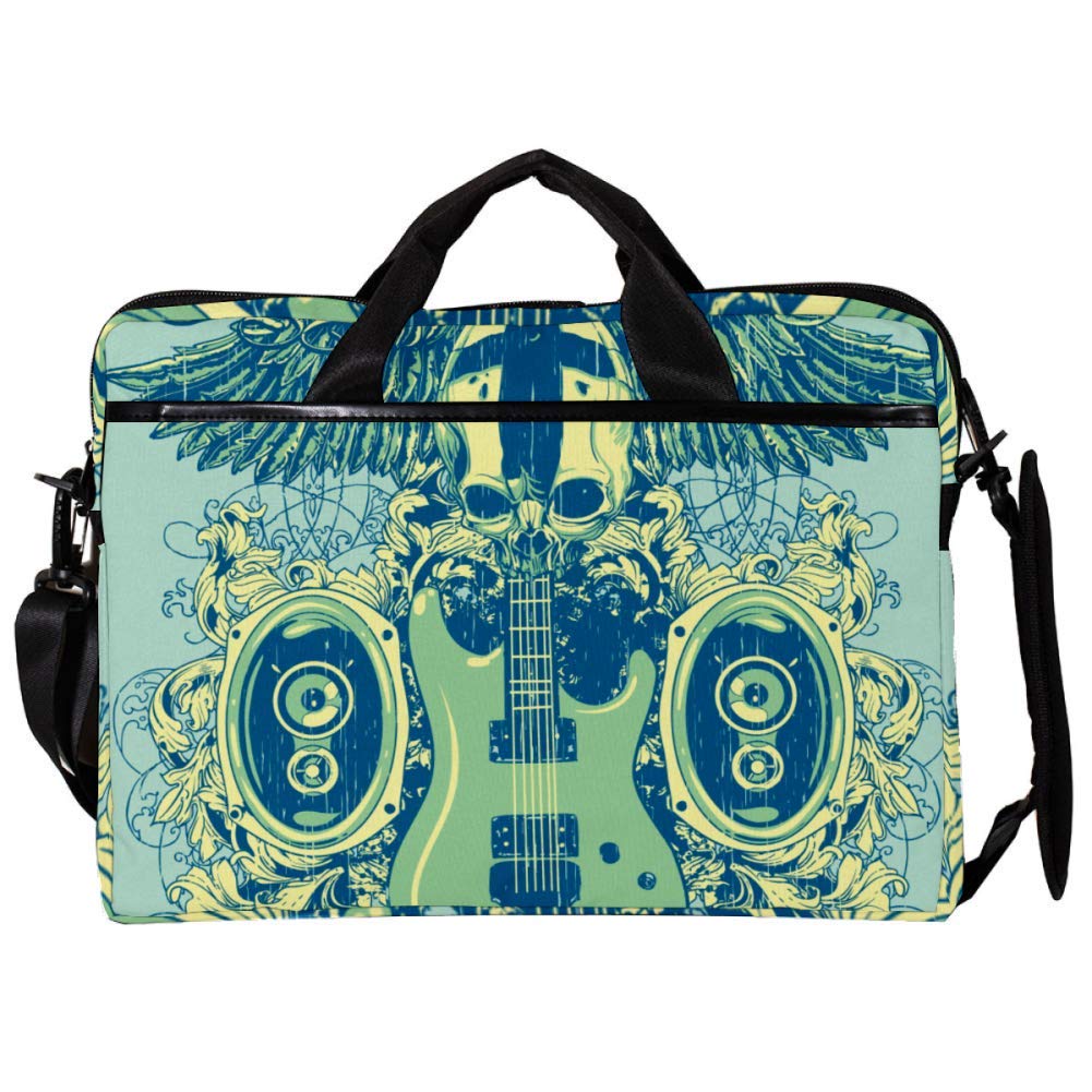 Bolso bandolera para portátil de 14 a 15.4 pulgadas con diseño GuitarspeakersandSkull 6