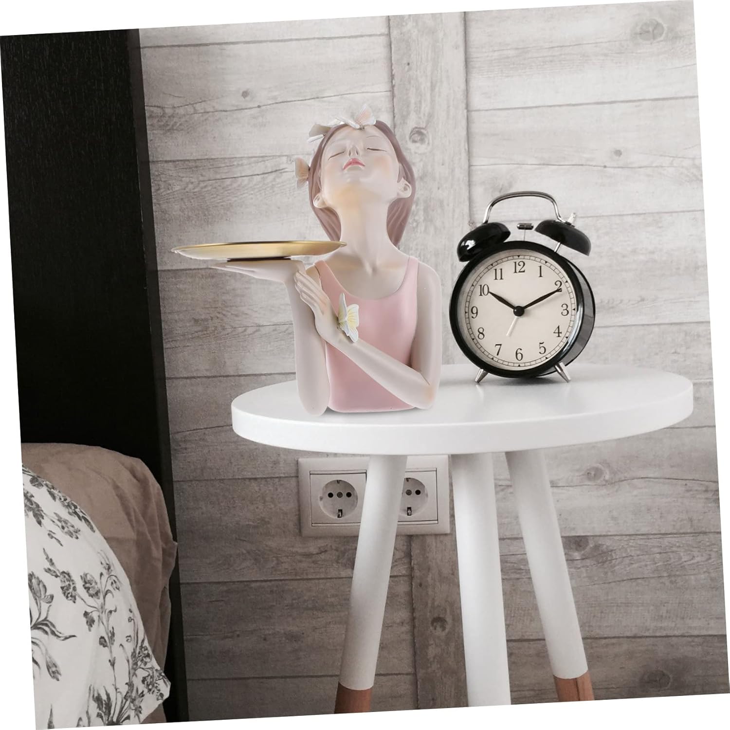 Homoyoyo Butterfly Girl Decorative Tray Practical Key Holder Versatile Storage for Fruits and Desserts for Entryway and Home Decor Pink Color