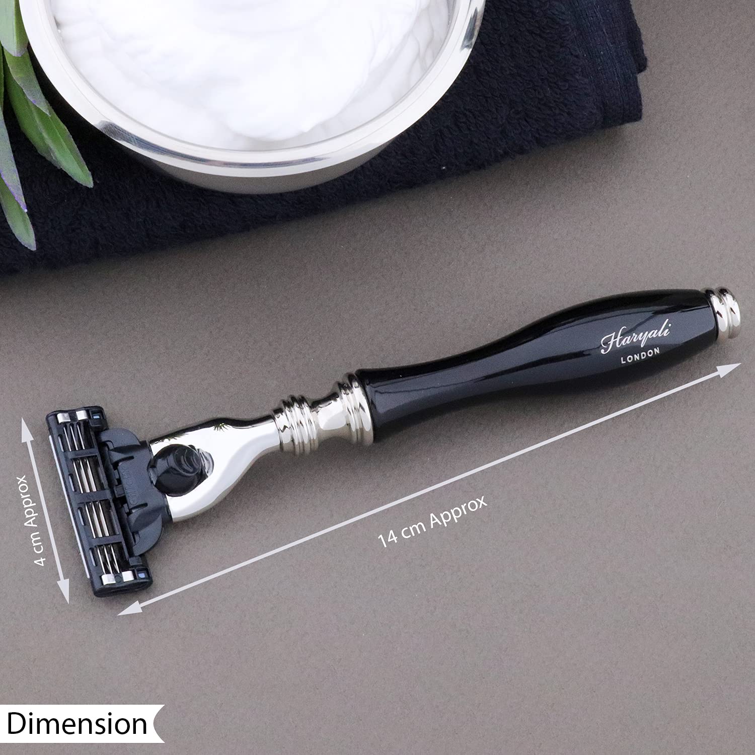 Haryali London Luxus Rasierset für Männer, Rasierhobel Set für Herren, Nassrasierer, 3-Klingen-Rasierer mit Griff, Rasierpinsel set und Rasierständer, Herrenrasierer, Shaving Kit, Geschenk für Männer