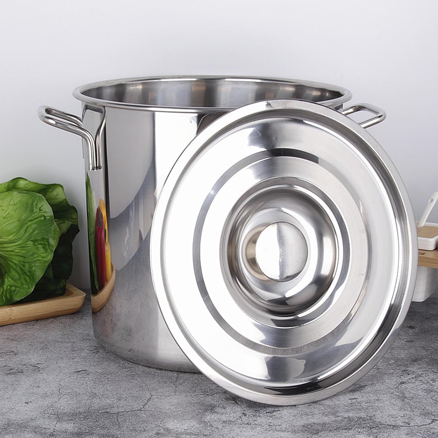 Marmite Inox 35L Avec Couvercle - Grande Capacité Pour Restauration, Camping Et Famille