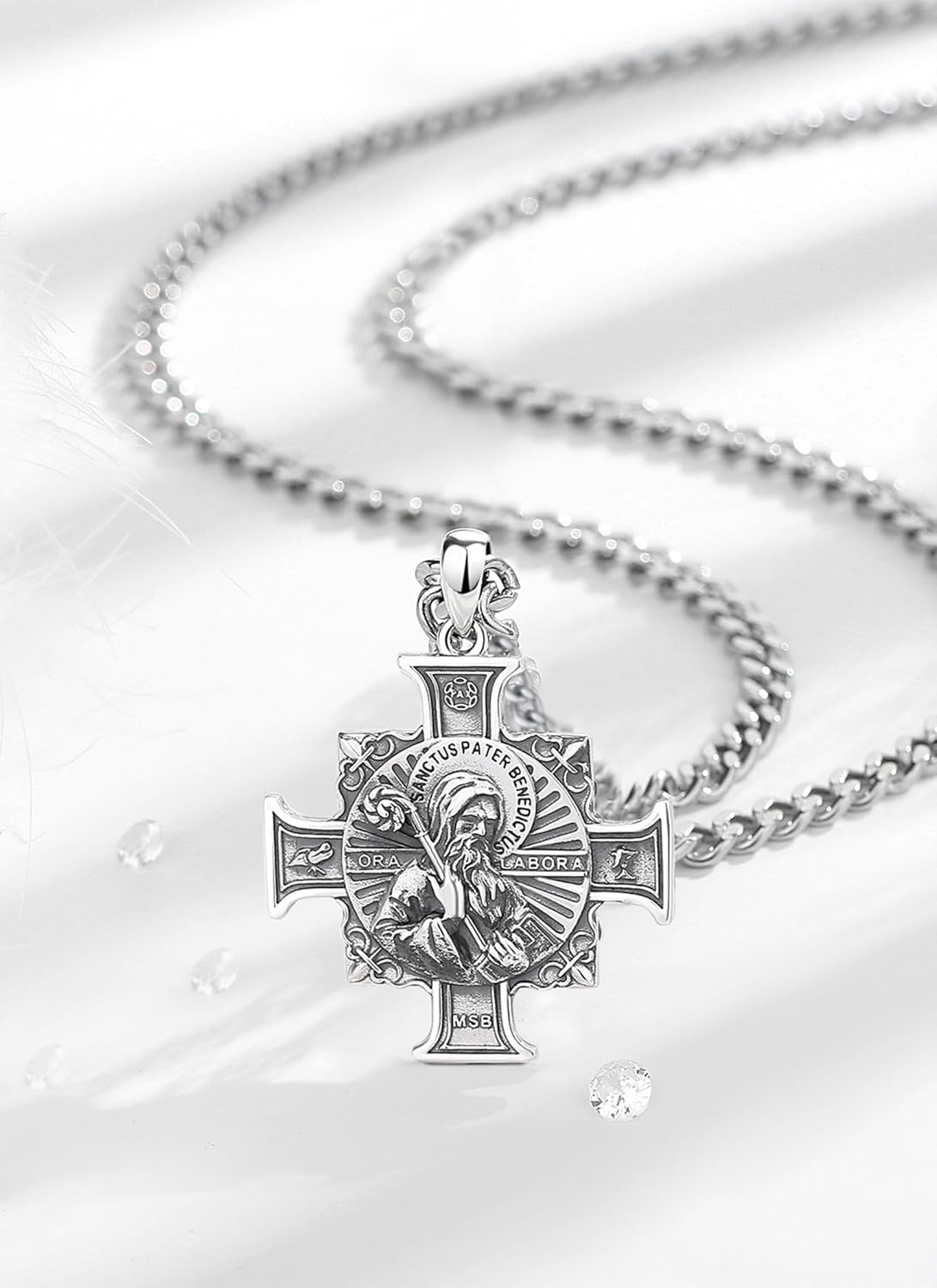 CELESTIA 925 Sterling Silver St. Michael/St. Christopher/St. Benedict/St. Gabriel/Virgin Mary/Jesus/Caravaca/Metatron/Seal of Seven Archangel Medals for Men Women Religious Gifts - Image 4
