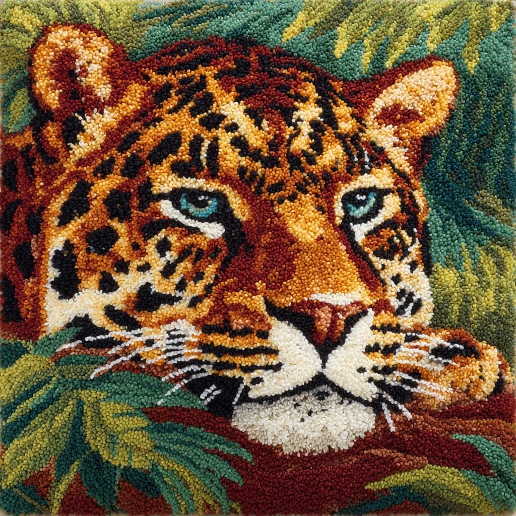 Henypt DIY Latch Hook Cushions Kits, Leopard
