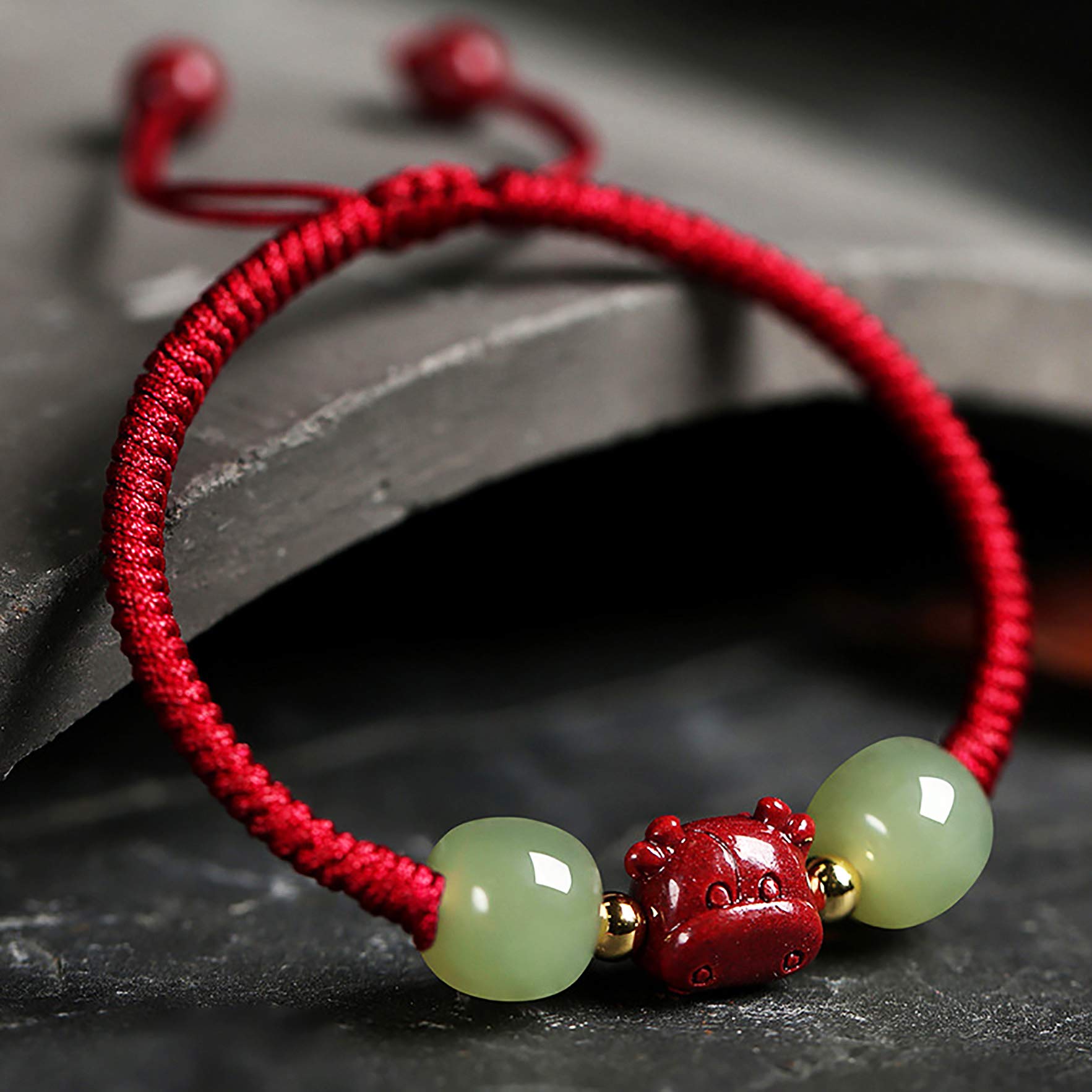 Uthty Jade Charm Bracelet Feng Shui Wealth Bracelet Cinnabar Crystal Hetian Lucky Yeaf Of Ox Charm Amulet For 2021 Chakra Gemstone Crystal Bracelet Talisman For Prosperity Money Luck,Smoky Purple ( Col