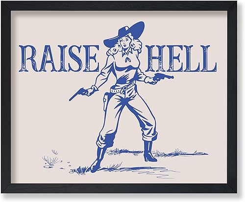 Vista 50 de Poster Master Blue Did Ya - Póster con estampado retro de vaquero - Arte occidental - Arte moderno - Decoración de pared de baño humorística - 2-Azul