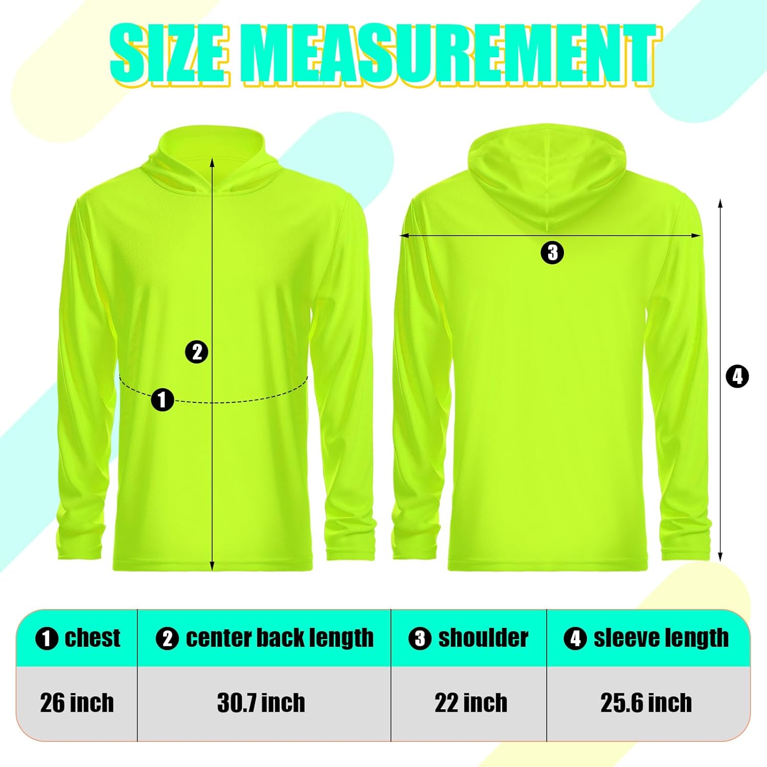 8 Packs Sun Protection Long Sleeve T-Shirts with Hood UPF 50+ Men's Hooded Quick Dry Breathable UV Athletic Shirts Rash Guards SPF UV for Hiking Fishing Swim Cycling Running(XL, Green) - Image 2
