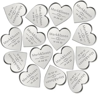Personalized Wedding Favours 50PCS Wedding Mr and Mrs Favours Gifts Wedding Heart Favours Wedding Decoration Mini Tokens Gifts Wedding Anniversary Favours for Guests(Silver)