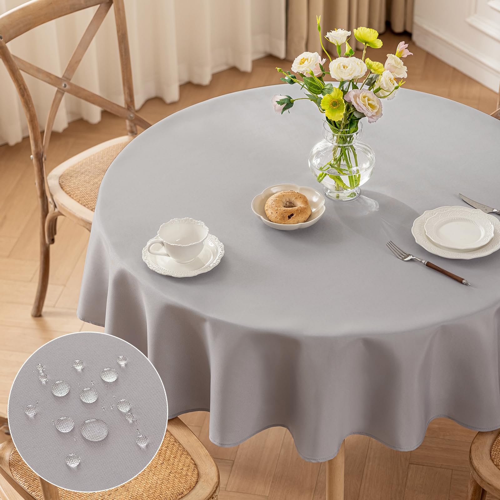 Moonooda Tischdecke, Tischdecken Abwaschbar 180g/㎡ Tischtuch aus Polyester Wasserabweisend mit Lotuseffekt, Dauerhaft Kratzfest für Wohnzimmer, Esszimmer, Balkon, Garten