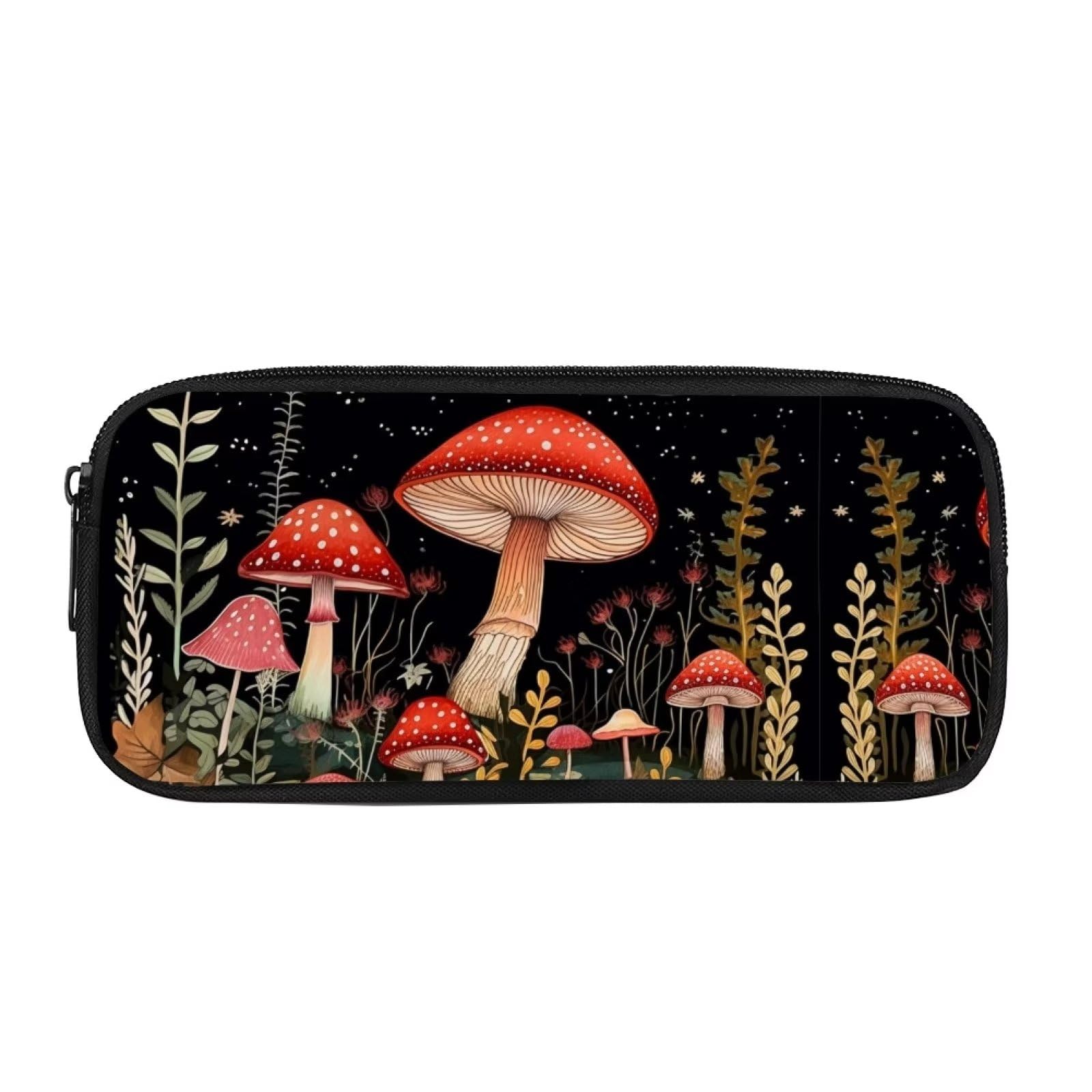 Showudesigns Mushroom Pencil Case Zipper Cosmetic Makeup Pouch Bag Purse for Teenage Girls Students Office School Supplies Black โ image 1