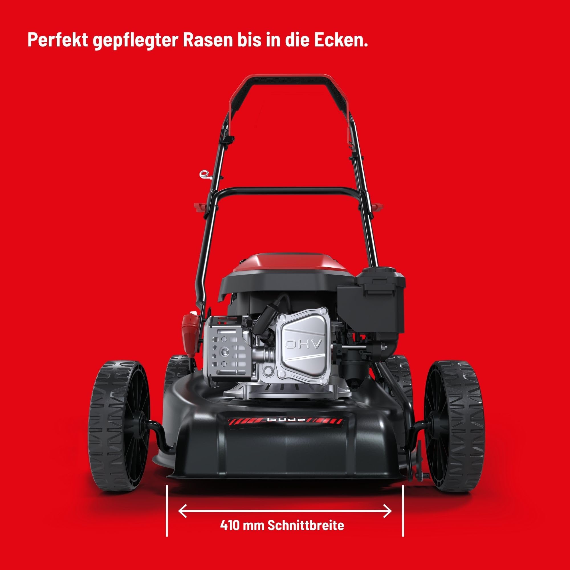 Güde EW 410-127 Eco Wheeler - Cortacésped de Gasolina, Motor de 4 Tiempos, cilindrada de 127 centímetros cúbicos, 2 kilovatios, 2,7 CV, Ancho de Corte de 41 centímetros, Ajuste de Altura de Corte de