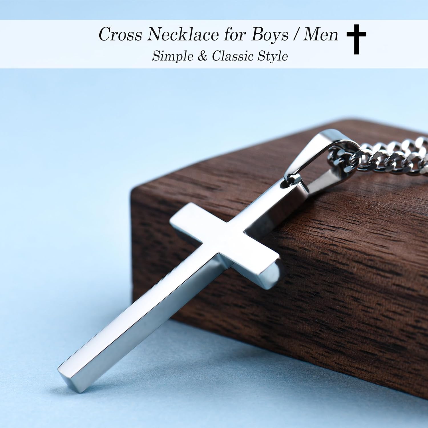 EPIRORA 10/11/12/13/14/15/16/17/18/19/20th 21st Birthday Gifts for Men Boys, Stainless Steel Chain Silver Cross Necklace Jewelry Presents for Son Grandson Nephew Brother
