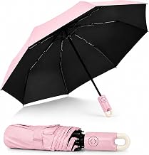 AYSIS UV Umbrella with Novelty Clip Handle, Travel Umbrellas for Rain and Sun Windproof Compact, Automatic Open Close, 8 Ribs, Portable Umbrella for Men and Women
