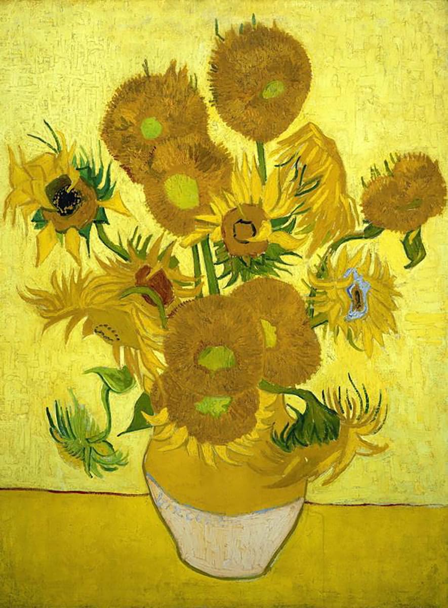 Girasoles | Vincent van Gogh | Post-impresionismo | Cuadro Canvas Wall Art | Impresion Giclee lienzo algodon puro | Bastidor 3cm | 55x75cm