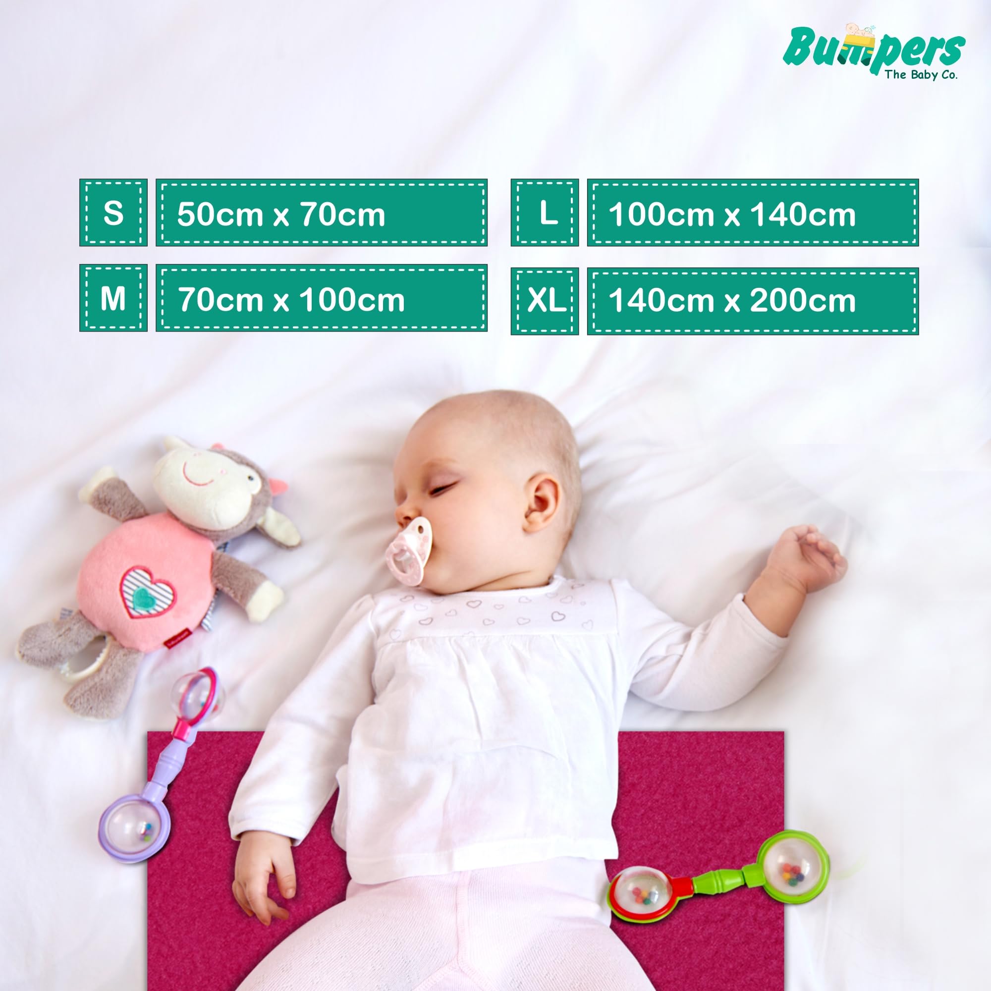 Bumpers Waterproof Quick Dry Sheet for Baby| Bed Pad Extra Absorbent Washable Matress Protector| Baby Bed Protector Sheet for Toddler Children (Rani Pink, Medium (100x70 cm)) - Image 4 thumbnail