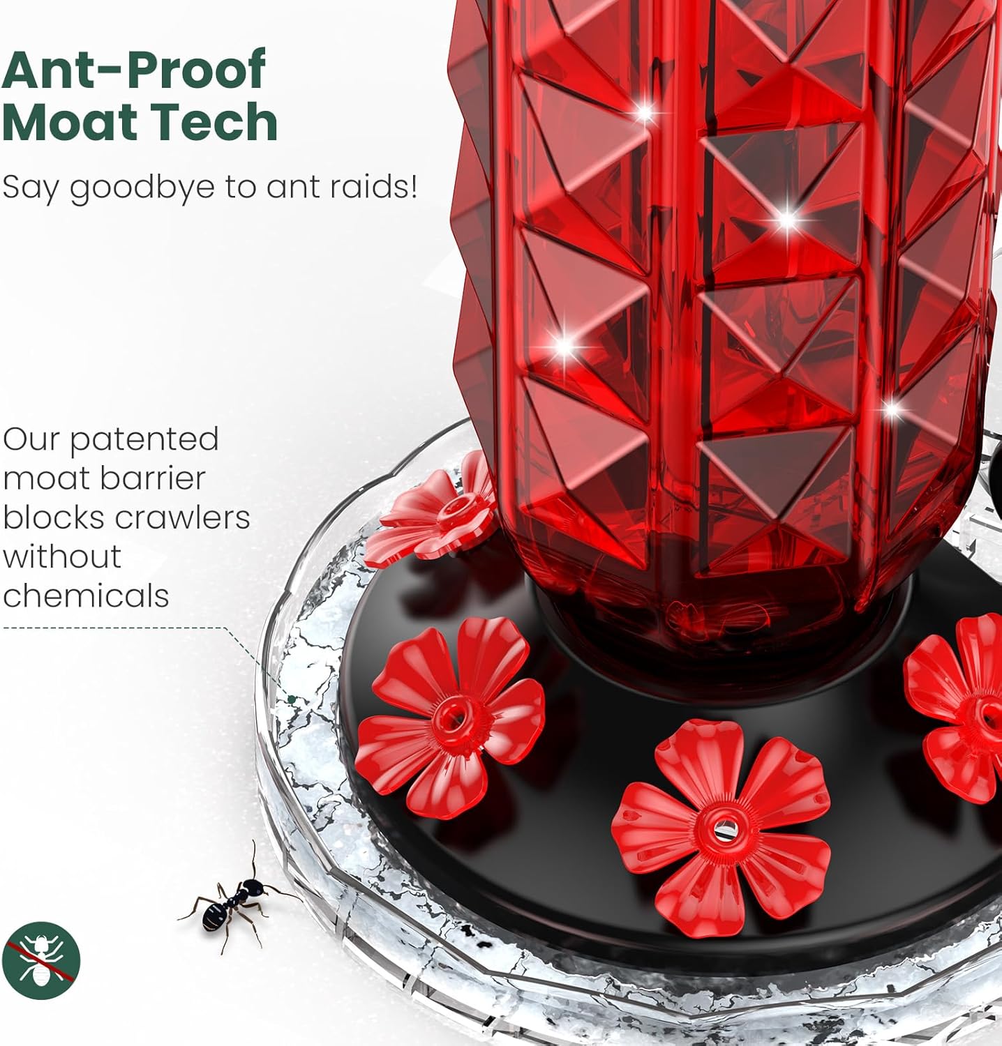 MrCrafts 2Pcs Window Hummingbird Feeder 16oz - Attract 8X More Hummingbirds with Red Diamond-Textured Glass, Ideal for Attracting Wild Birds Outdoor, Bird Watching Gift for Women & Nature Lovers - Image 7