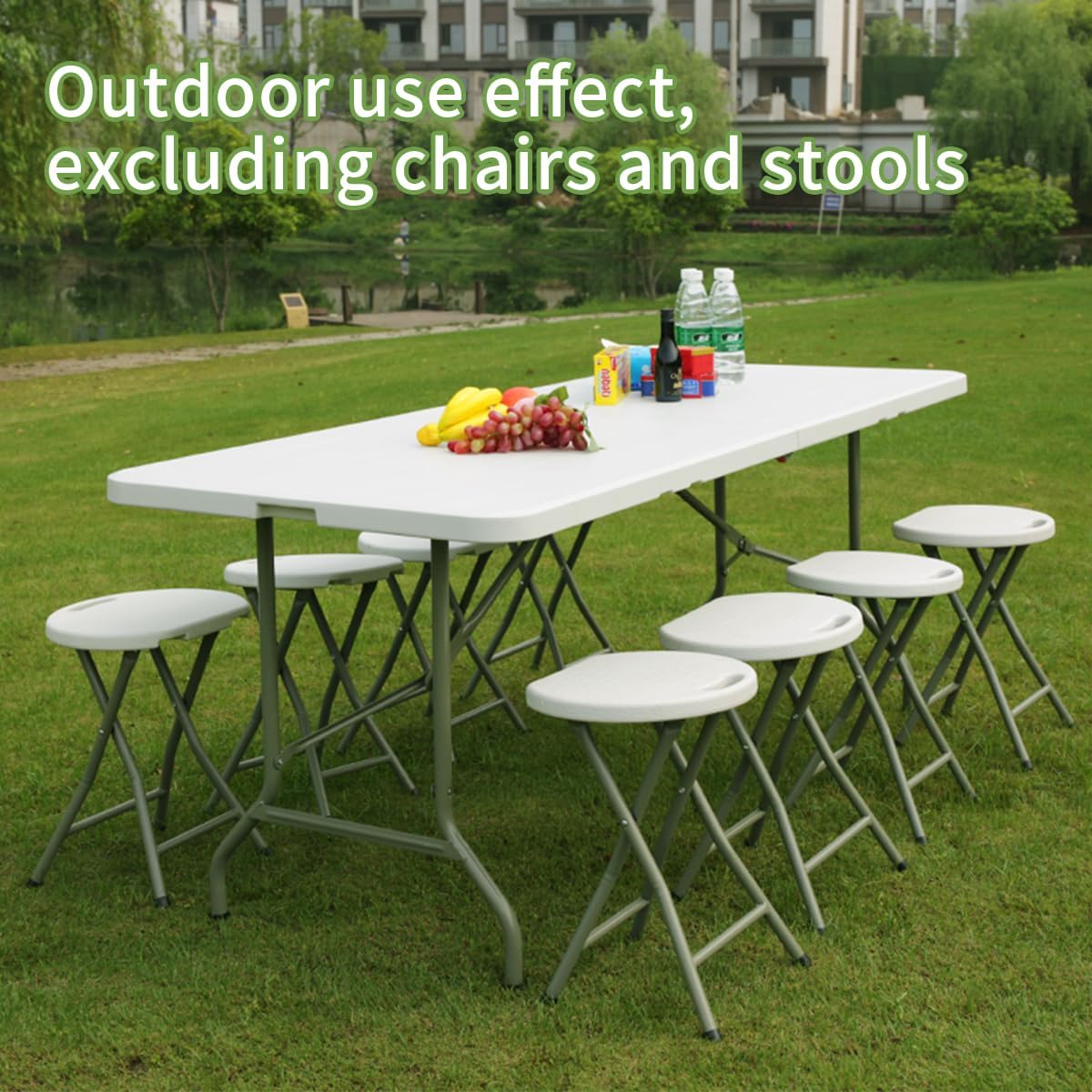 ormmor Products 6ft Plastic Folding Table, Indoor Outdoor Heavy Duty Portable w/Handle, Lock for Picnic, Party, Camping (6FT), Z183