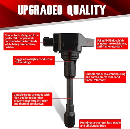 Vista 12 de Juego de 6 bobinas de encendido compatibles con Nissan Infiniti Maxima Quest Pathfinder Murano Altima Q50 QX60 FX35 3.5L V6 UF550