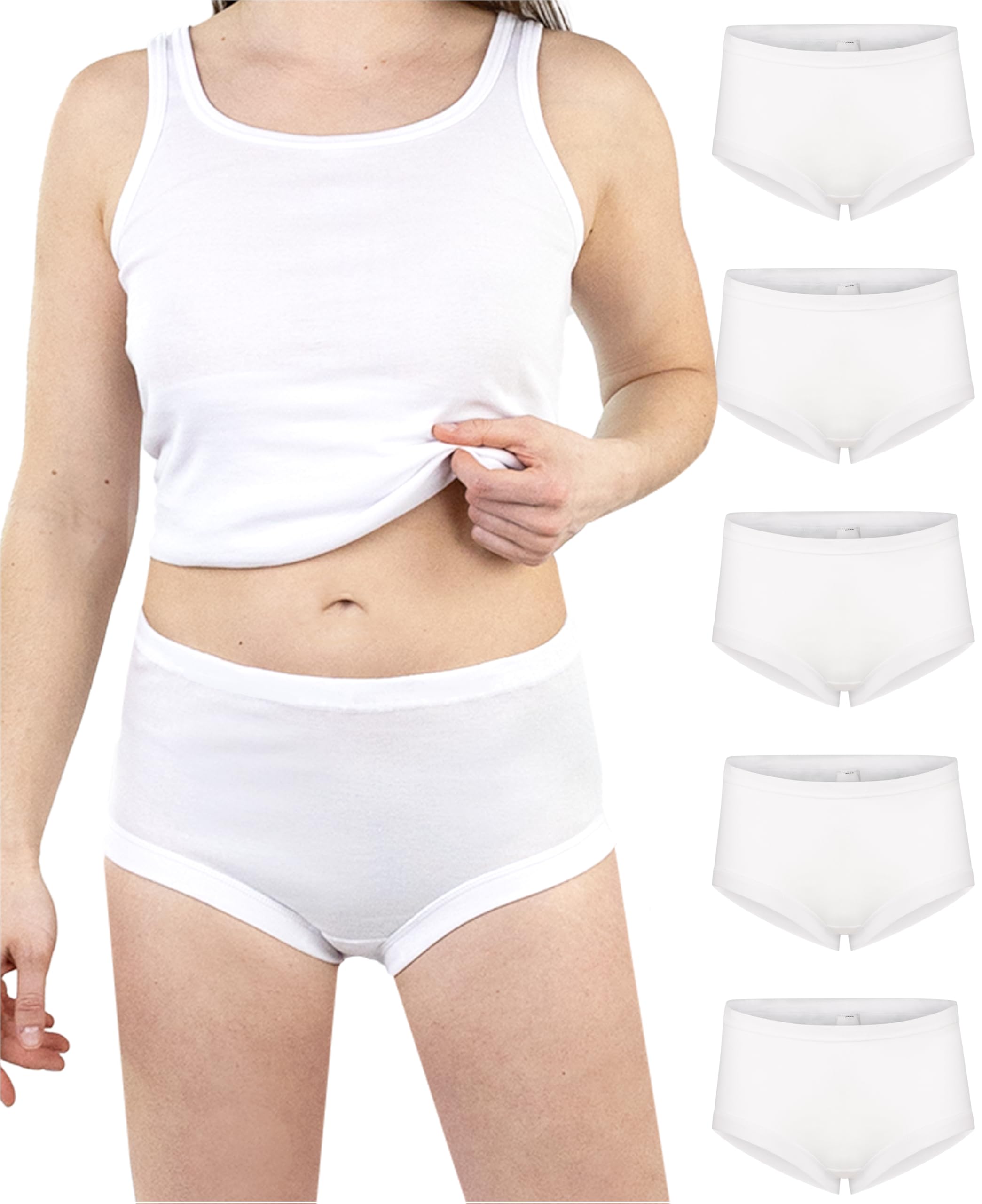 Confezione Da 3 Mutandine Donna In Cotone – Slip Traspiranti Con Polsino Pieno – Bianco