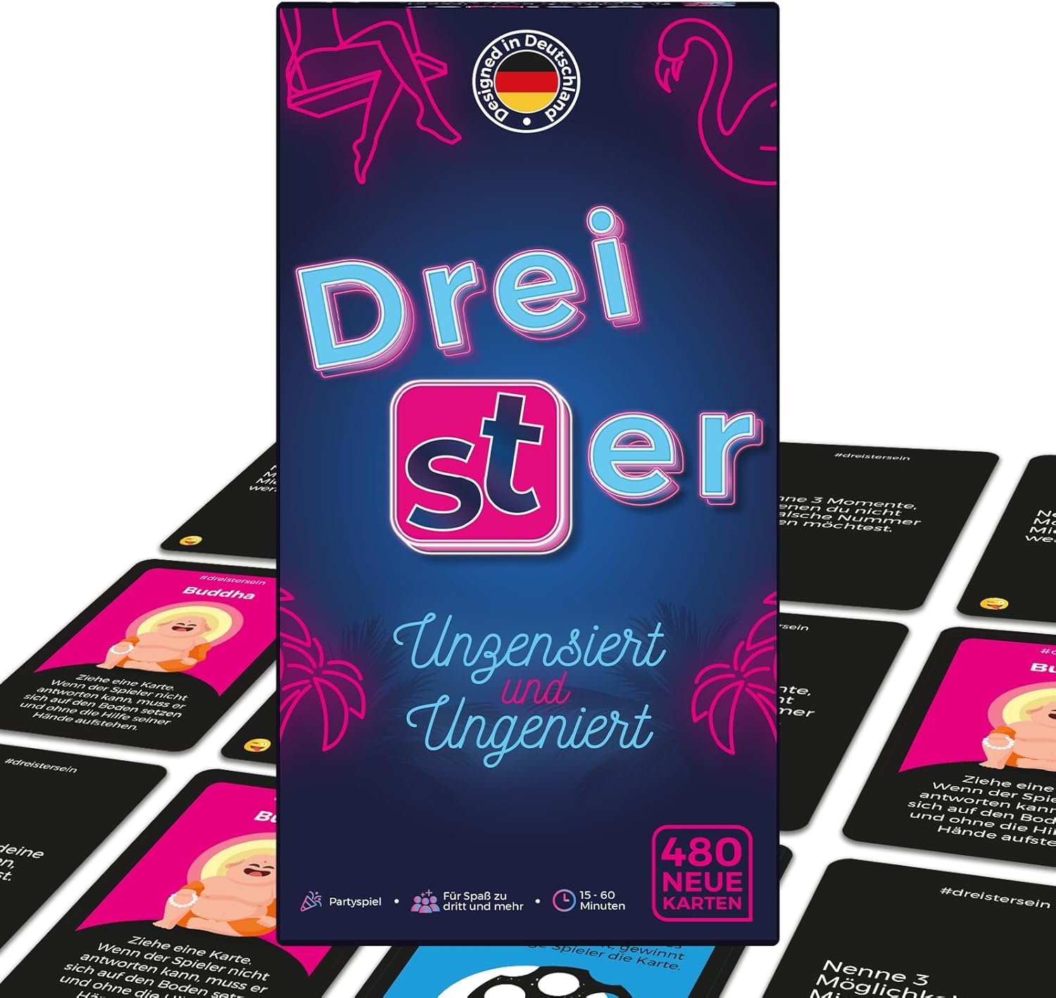 Dreister ATM Gaming Uncensed and Ungenated | Card Game with 480 Playing Cards for Funny Game Evening | Known by Tiktok | Party Game for Any JGA Celebration, Flat Party, New Year's Eve, Gift
