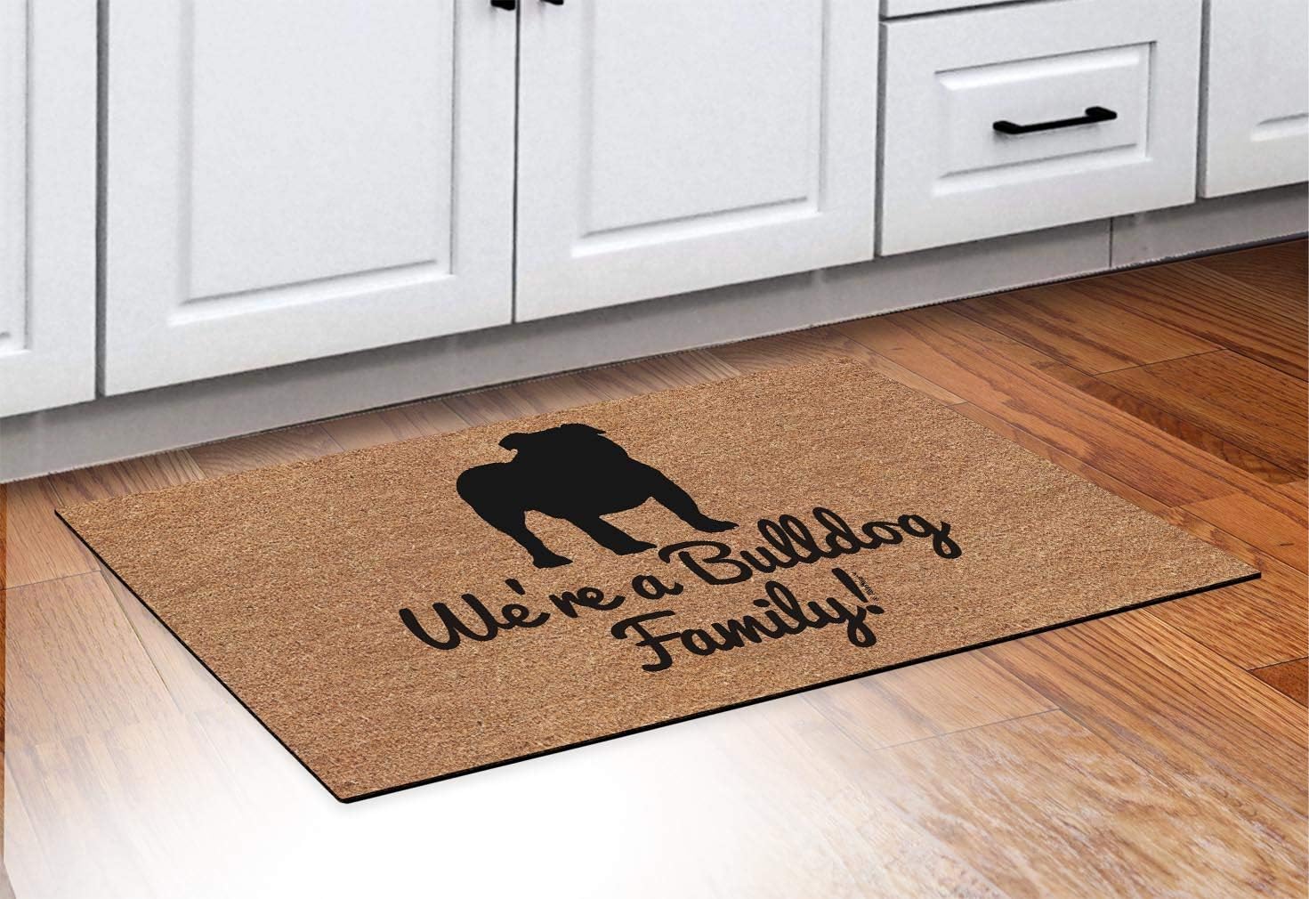 ThisWear Bulldog Dog Mom We're A Bulldog Family Bulldog Dog Dad 2 Pack Doormats Simulated Coir
