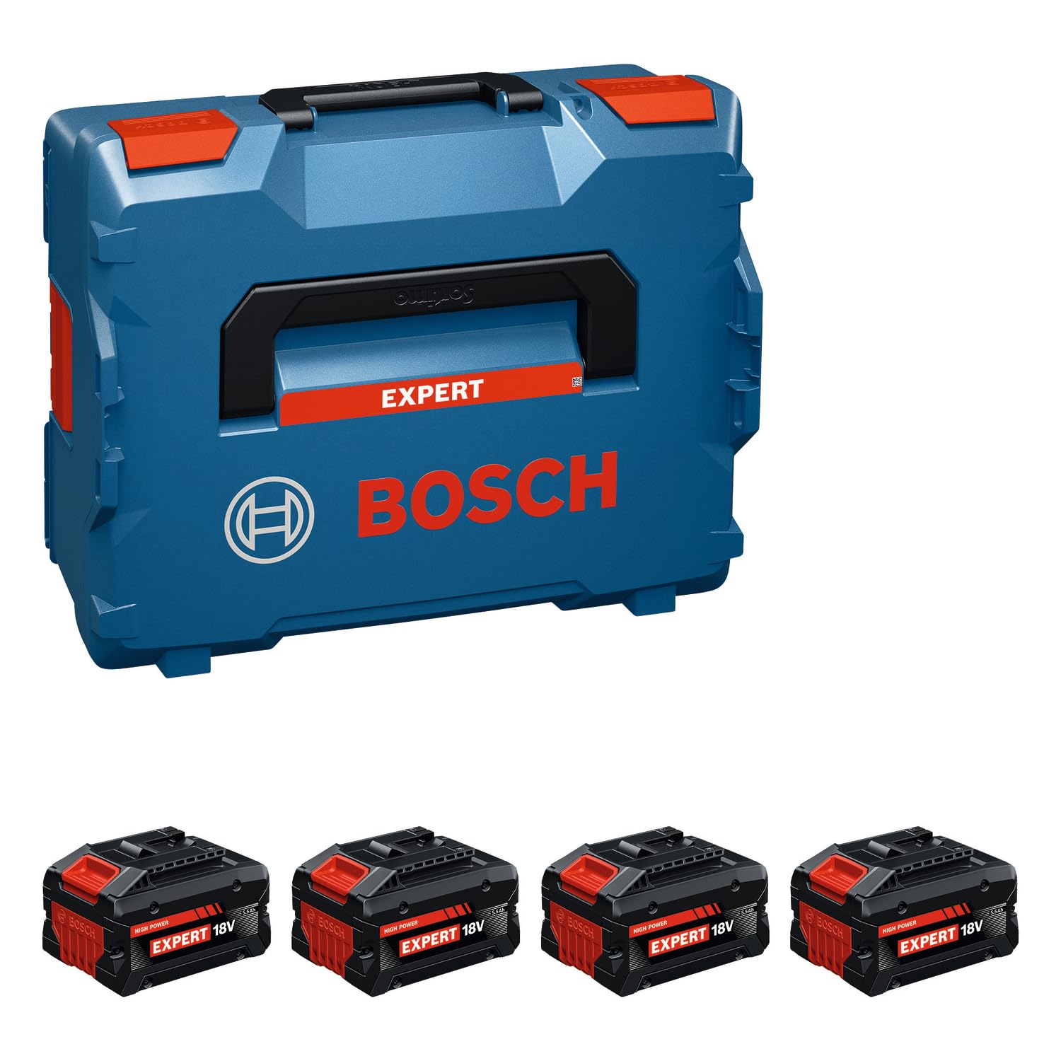 Bosch EXPERT 18V System Kit batterie a prestazioni elevate: 4 batterie EXBA 18V-55, L-BOXX 136