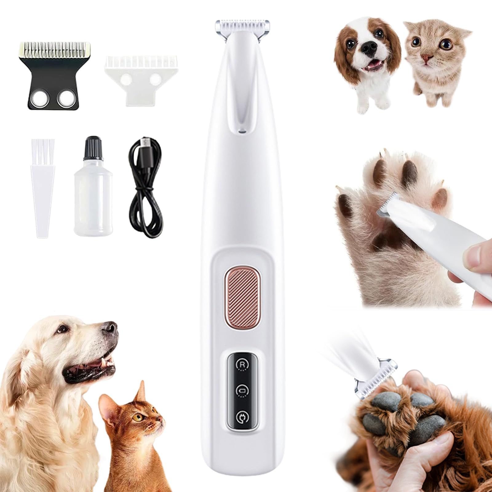 Calmclippers for Cats, Paw Trimmer, Pet Micro Precision Trimmer, Electric Dog Trimmer, Rechargeable Hair Shaver with LED Display, for Paws, Ears，Eyes