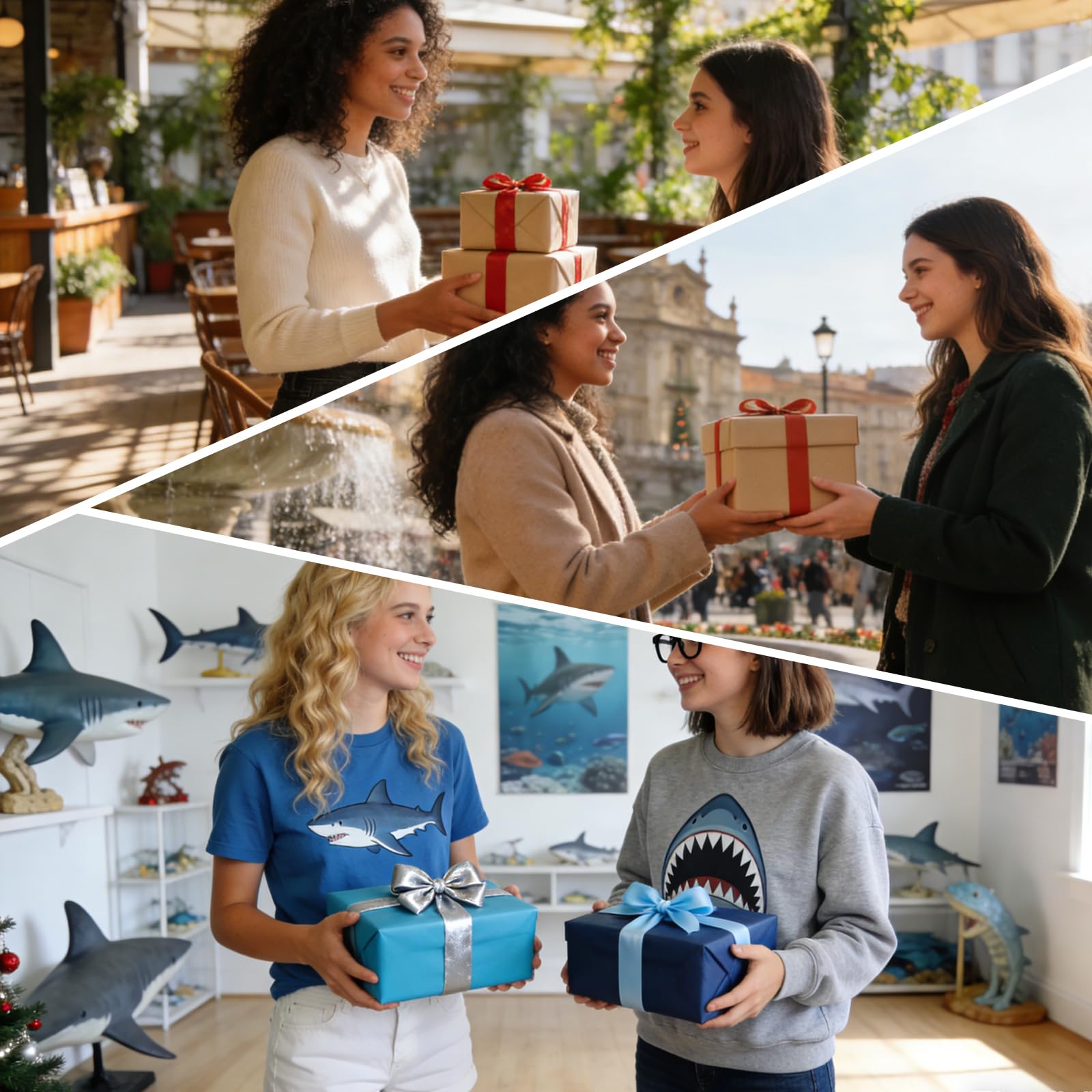Shark Gifts for Women – 4 PCS Set Includes Makeup Bag, Socks, Bracelet, and Keychain – Funny Shark Gifts for Ocean Lovers, Girls, Birthday or Christmas
