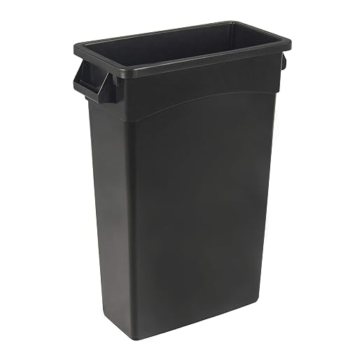 Amazon Basics - Rectangular Commercial Slim Trash Can, 23 gallons (Pack of 1), Grey(Previously AmazonCommercial brand)