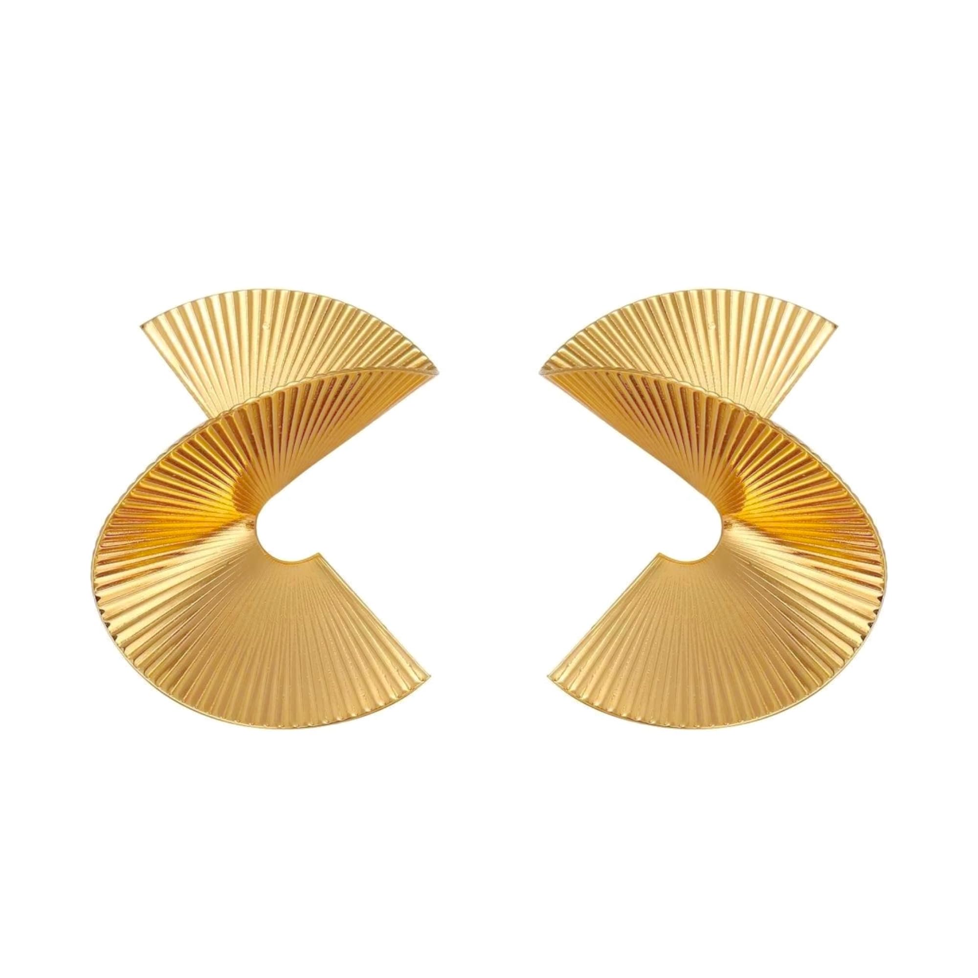 Salve Contemporary Statement Twisted Fan Chunky Gold Earrings for Women | Quirky, Stylish Oversized Big Studs for Girls | Fashion Earrings for Women Western (B0CWLHBQ1K) Amazon Price History, Amazon Price Tracker