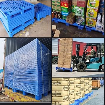 Logistics Pallets Polyethylene Pallets Plastic Logistics Pallets 14 Thicker and Wider Load Bars for More Stability of the Pallet (Size: 1000 x 1200 mm)