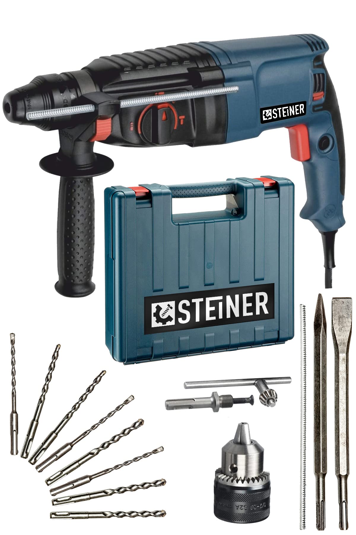 Steiner Alman 3000 Watt 5 Joule Hilti Kırıcı Delici Darbeli Matkap + 1 Mandren + 10 Uç