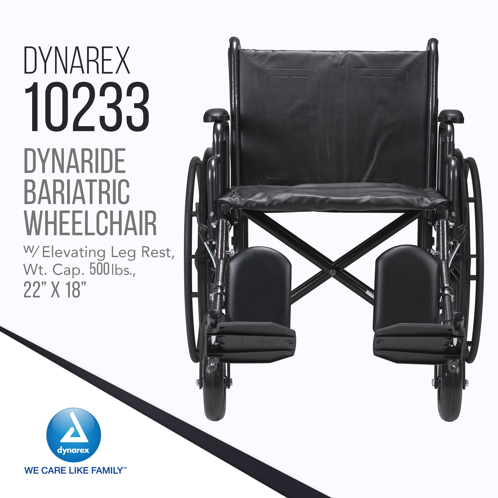 Dynarex DynaRide Heavy Duty Wheelchair with Detachable Desk Arms, Bariatric Use with a Weight Capacity of 400 Pounds, Silver Frame, 1 DynaRide Heavy Duty Wheelchair with Detachable Desk Arms