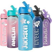 Personalized Kids Water Bottle with Name - 18oz Stainless Steel Custom Water Bottles with Straw Lid - BPA Free, Leak-Proof - Birthday & Back to School Gifts for Boys Girls